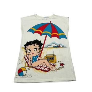 Vintage 80s Betty Boop Tank Top Shirt Women's Small Beach